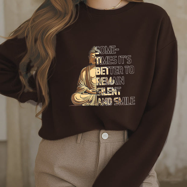 Buddha Stones Cotton Round Neck Fleece Lined Sweatshirt