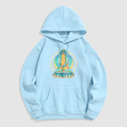 Buddha Stones Lotus Buddha Fleece Lined Polyester Hoodie Hoodie BS LightCyan 2XL