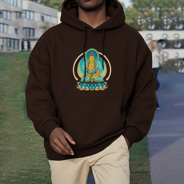 Buddha Stones Lotus Buddha Fleece Lined Polyester Hoodie