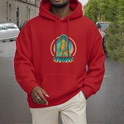 Buddha Stones Lotus Buddha Fleece Lined Polyester Hoodie Hoodie BS 23