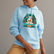 Buddha Stones Flower Grass Lotus Bodhisattva Fleece Lined Polyester Hoodie Hoodie BS LightCyan 2XL