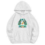 Buddha Stones Flower Grass Lotus Bodhisattva Fleece Lined Polyester Hoodie Hoodie BS White 2XL