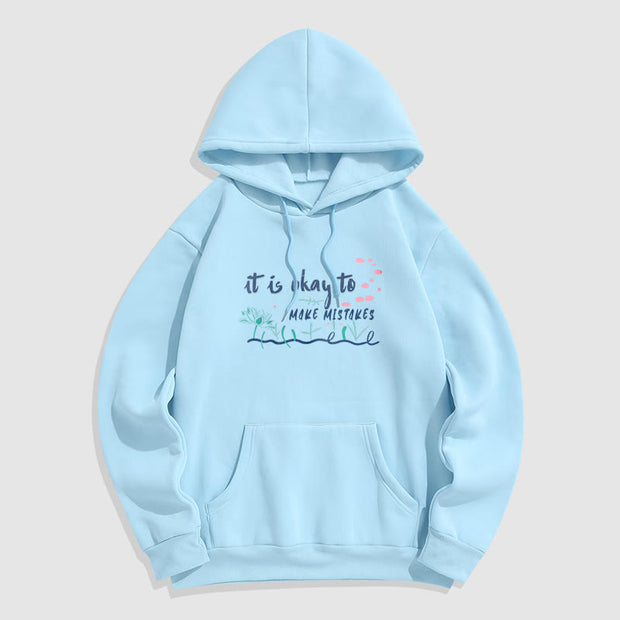 Buddha Stones It Is Okay To Make Mistakes Fleece Lined Polyester Hoodie Hoodie BS LightCyan 2XL