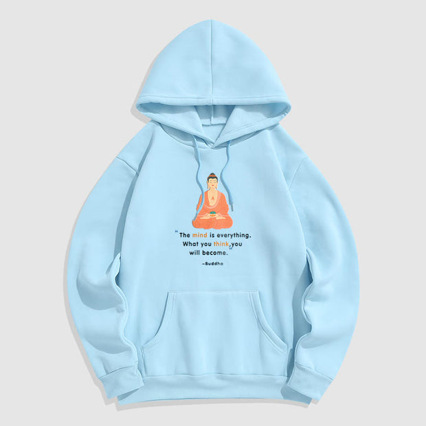 Buddha Stones The Mind Is Everything Meditation Buddha Polyester Fleece Lined Hoodie Hoodie BS LightCyan 2XL