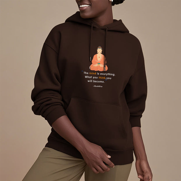 Buddha Stones The Mind Is Everything Meditation Buddha Polyester Fleece Lined Hoodie Hoodie BS 27