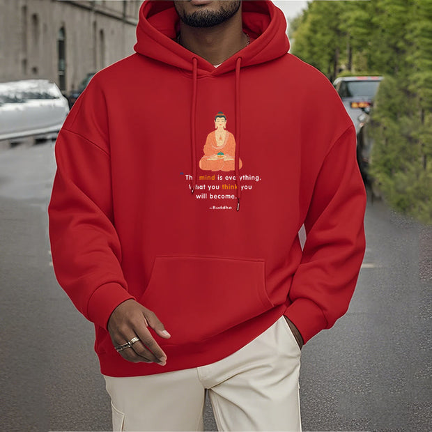 Buddha Stones The Mind Is Everything Meditation Buddha Polyester Fleece Lined Hoodie