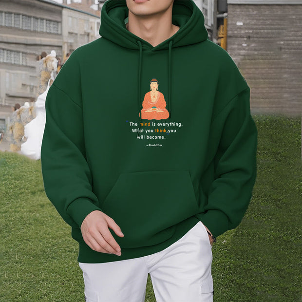 Buddha Stones The Mind Is Everything Meditation Buddha Polyester Fleece Lined Hoodie Hoodie BS 30