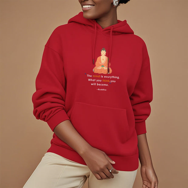 Buddha Stones The Mind Is Everything Meditation Buddha Polyester Fleece Lined Hoodie