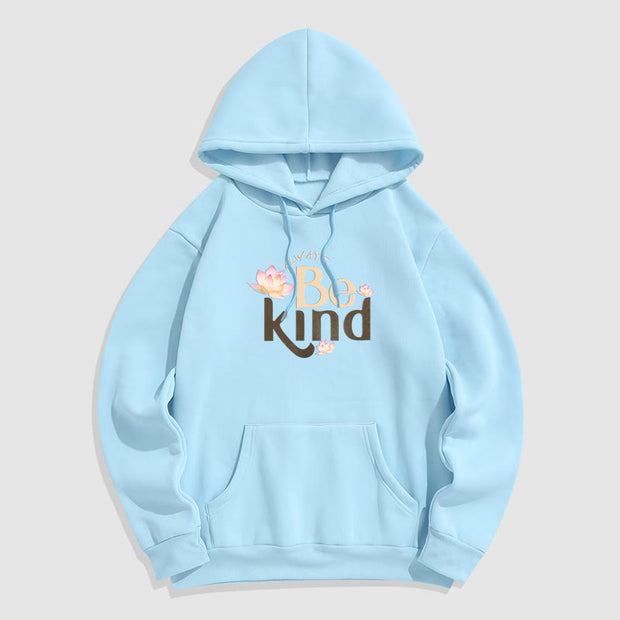 Buddha Stones Always Be Kind Fleece Lined Polyester Hoodie Hoodie BS LightCyan 2XL