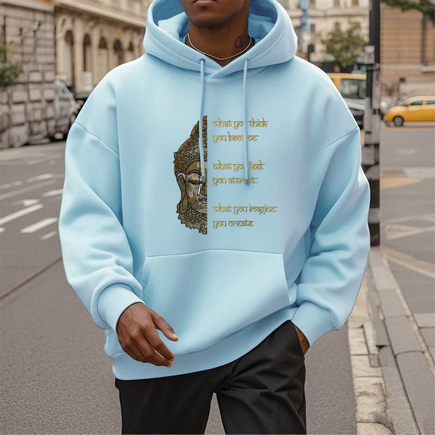 Buddha Stones What You Think Polyester Fleece Lined Hoodie