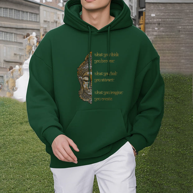 Buddha Stones What You Think Polyester Fleece Lined Hoodie