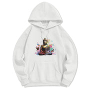 Buddha Stones Colorful Butterfly Flying Meditation Buddha Polyester Fleece Lined Hoodie