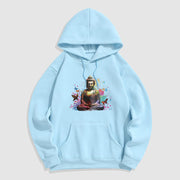 Buddha Stones Colorful Butterfly Flying Meditation Buddha Polyester Fleece Lined Hoodie Hoodie BS LightCyan 2XL