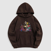 Buddha Stones Colorful Butterfly Flying Meditation Buddha Polyester Fleece Lined Hoodie Hoodie BS SaddleBrown 2XL