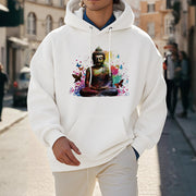 Buddha Stones Colorful Butterfly Flying Meditation Buddha Polyester Fleece Lined Hoodie Hoodie BS 12