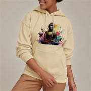 Buddha Stones Colorful Butterfly Flying Meditation Buddha Polyester Fleece Lined Hoodie