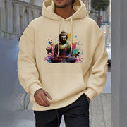 Buddha Stones Colorful Butterfly Flying Meditation Buddha Polyester Fleece Lined Hoodie