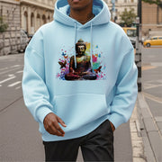 Buddha Stones Colorful Butterfly Flying Meditation Buddha Polyester Fleece Lined Hoodie