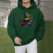 Buddha Stones Colorful Butterfly Flying Meditation Buddha Polyester Fleece Lined Hoodie Hoodie BS 23