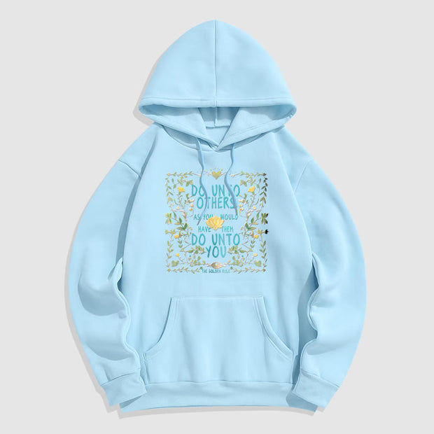 Buddha Stones The Golden Rule Lotus Fleece Lined Polyester Hoodie Hoodie BS LightCyan 2XL