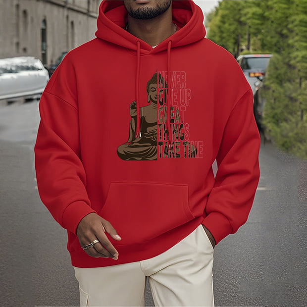 Buddha Stones NEVER GIVE UP GREAT THINGS TAKE TIME Polyester Fleece Lined Hoodie Hoodie BS 23