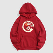 Buddha Stones Red Sun Pine Zen Circle Meditation Buddha Fleece Lined Polyester Hoodie