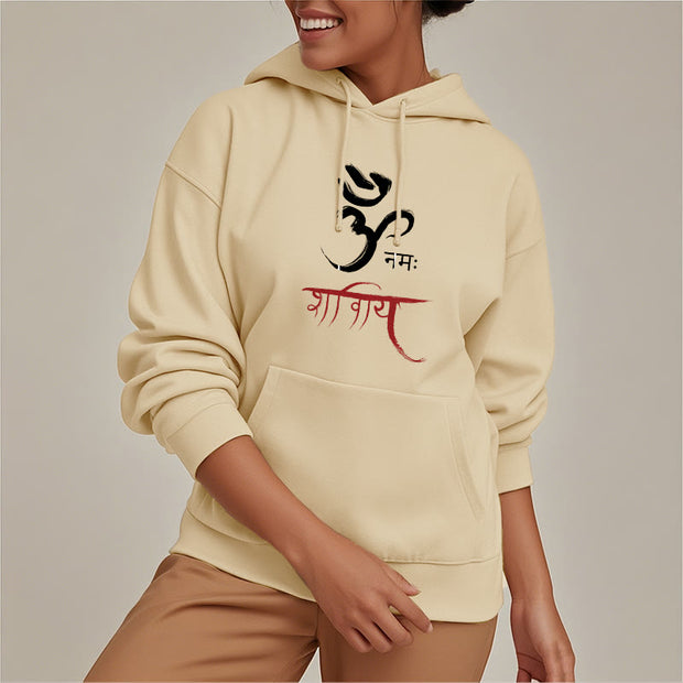 Buddha Stones OM NAMAH SHIVAYA Mantra Sanskrit Fleece Lined Polyester Hoodie