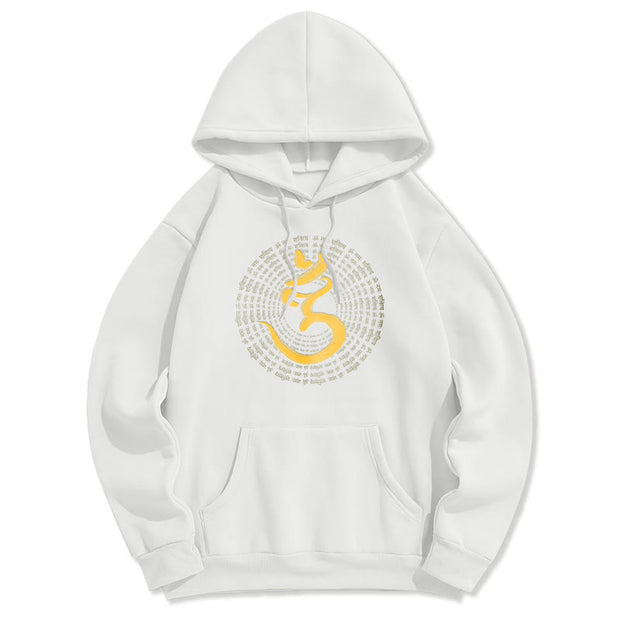 Buddha Stones 108 OM NAMAH SHIVAYA Mantra Sanskrit Fleece Lined Polyester Hoodie Hoodie BS White 2XL