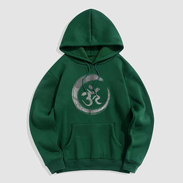 Buddha Stones OM Mantra Sanskrit Fleece Lined Polyester Hoodie Hoodie BS ForestGreen 2XL