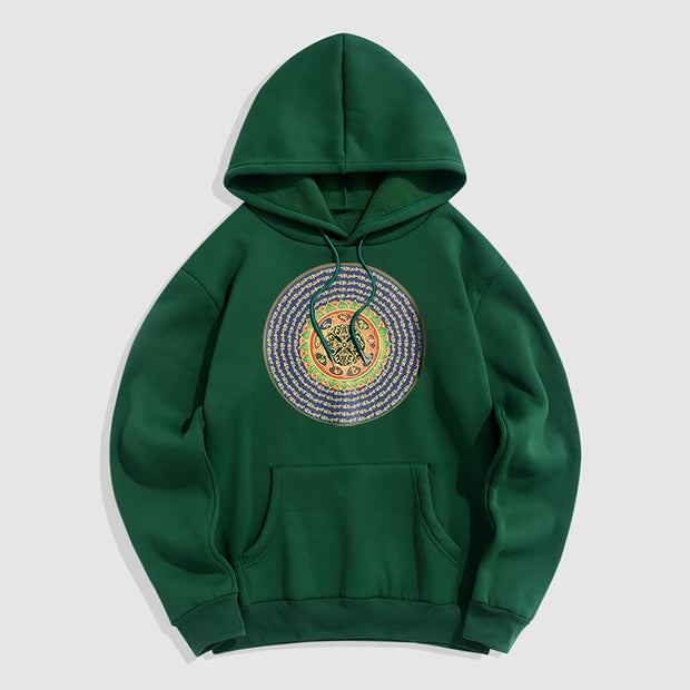 Buddha Stones 108 Om Mani Padme Hum Sanskrit Fleece Lined Polyester Hoodie Hoodie BS ForestGreen 2XL