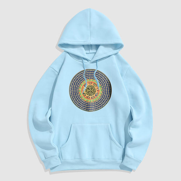 Buddha Stones 108 Om Mani Padme Hum Sanskrit Fleece Lined Polyester Hoodie Hoodie BS LightCyan 2XL