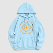 Buddha Stones Swastika Fleece Lined Polyester Hoodie Hoodie BS LightCyan 2XL