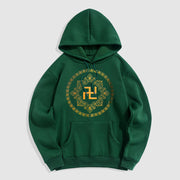 Buddha Stones Swastika Fleece Lined Polyester Hoodie Hoodie BS ForestGreen 2XL