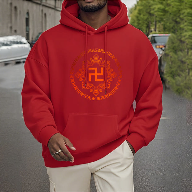 Buddha Stones Swastika Fleece Lined Polyester Hoodie