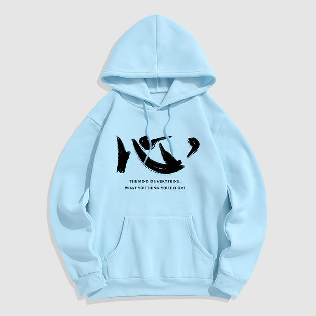 Buddha Stones Xin The Mind Is Everything Fleece Lined Polyester Hoodie Hoodie BS LightCyan 2XL