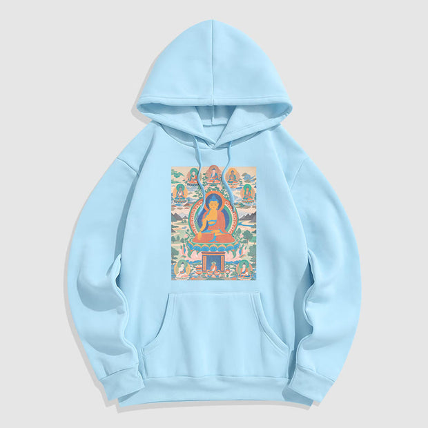 Buddha Stones Mountain Cloud Tree Buddha Fleece Lined Polyester Hoodie