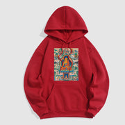 Buddha Stones Mountain Cloud Tree Buddha Fleece Lined Polyester Hoodie Hoodie BS Red 2XL