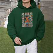 Buddha Stones Mountain Cloud Tree Buddha Fleece Lined Polyester Hoodie