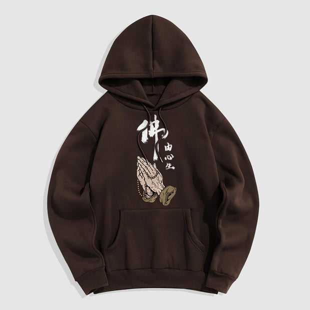 Buddha Stones Buddha Is Born From The Mind Fleece Lined Polyester Hoodie