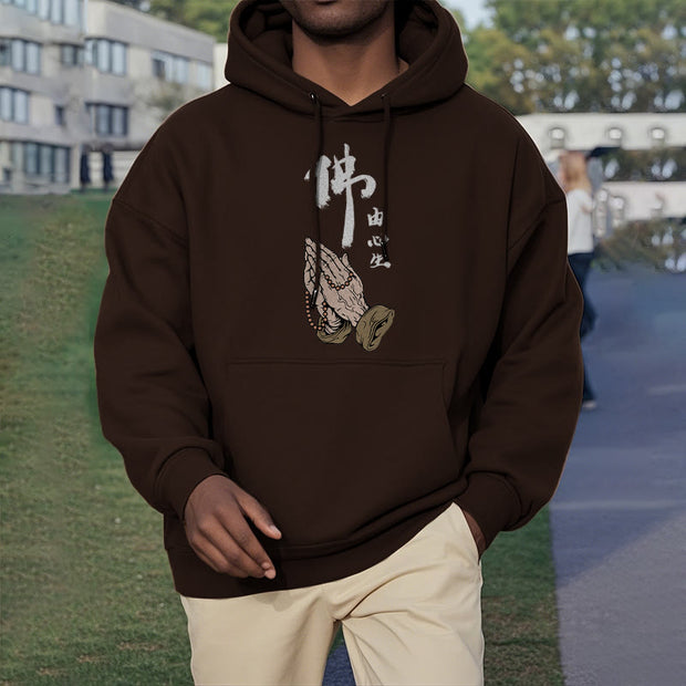 Buddha Stones Buddha Is Born From The Mind Fleece Lined Polyester Hoodie