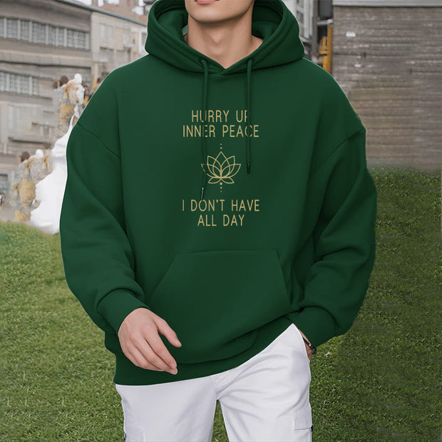 Buddha Stones Hurry Up Inner Peace I Don't Have All Day Lotus Polyester Fleece Lined Hoodie Hoodie BS 45