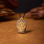 Buddha Stones Tibetan Avalokitesvara Dzi Bead Pattern Copper Purity Healing Necklace Pendant