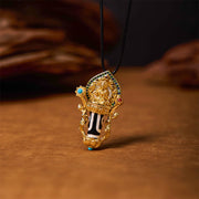 Buddha Stones Tibetan Dzi Bead Manjusri Bodhisattva Pattern Compassion String Necklace Pendant Necklaces & Pendants BS 4