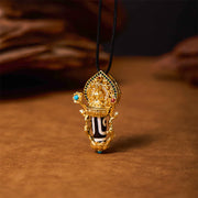 Buddha Stones Tibetan Dzi Bead Manjusri Bodhisattva Pattern Compassion String Necklace Pendant Necklaces & Pendants BS 3