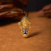 Buddha Stones Tibetan Dzi Bead Manjusri Bodhisattva Pattern Compassion String Necklace Pendant Necklaces & Pendants BS 2