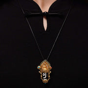 Buddha Stones Tibetan Dzi Bead Manjusri Bodhisattva Pattern Compassion String Necklace Pendant Necklaces & Pendants BS 5