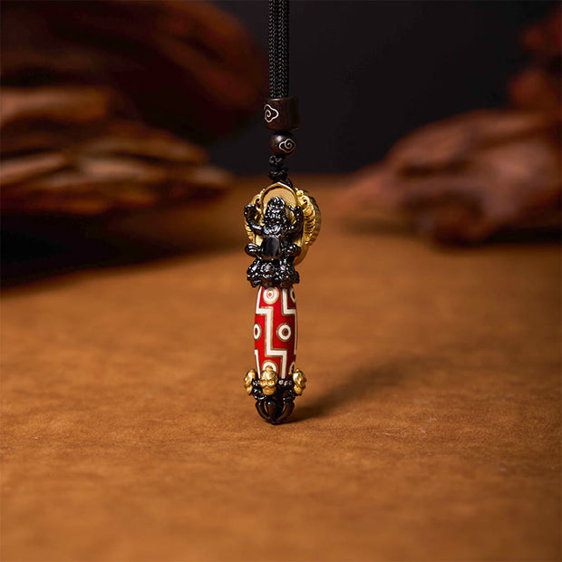 Buddha Stones Tibet Om Mani Padme Hum Dzi Bead Skull Wisdom Necklace Pendant Necklaces & Pendants BS Dzi Bead