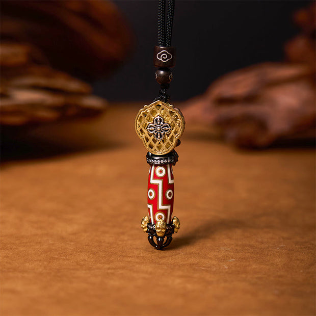 Buddha Stones Tibet Om Mani Padme Hum Dzi Bead Skull Wisdom Necklace Pendant Necklaces & Pendants BS 3