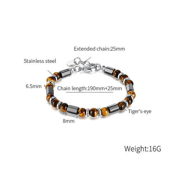 Buddha Stones Tiger Eye Hematite Strength Buckle Chain Bracelet Bracelet BS 9