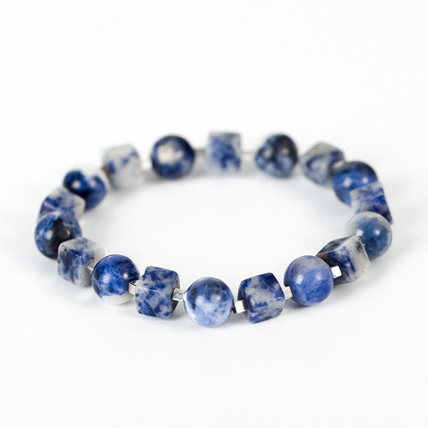 Buddha Stones Various Crystals Black Obsidian Purification Bracelet Bracelet BS Sodalite(Wrist Circumference: 14-16cm)